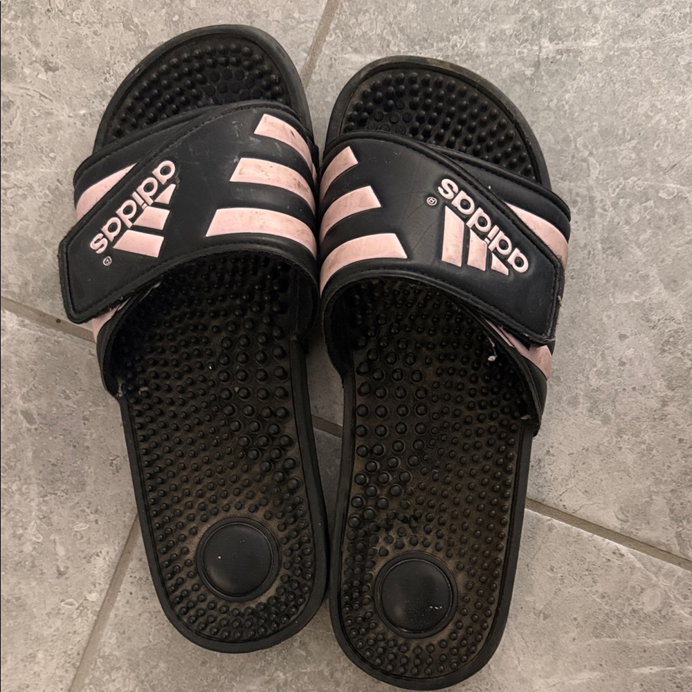 Adidas Black and Pink Massage Slides
